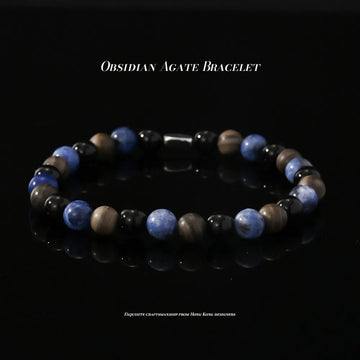 Natural-Obsidian Agate Bracelet-Handmade