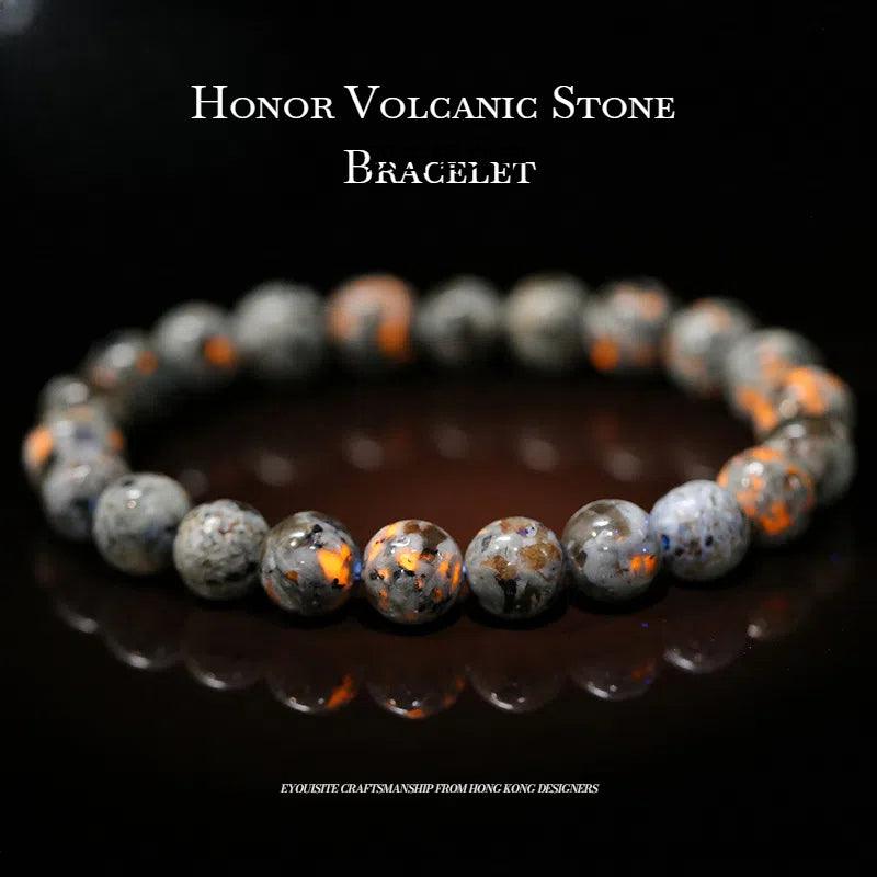 A volcanic stone bead string