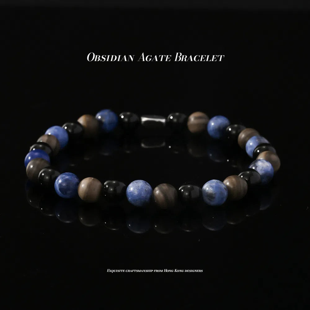 Natural-Obsidian Agate Bracelet-Handmade